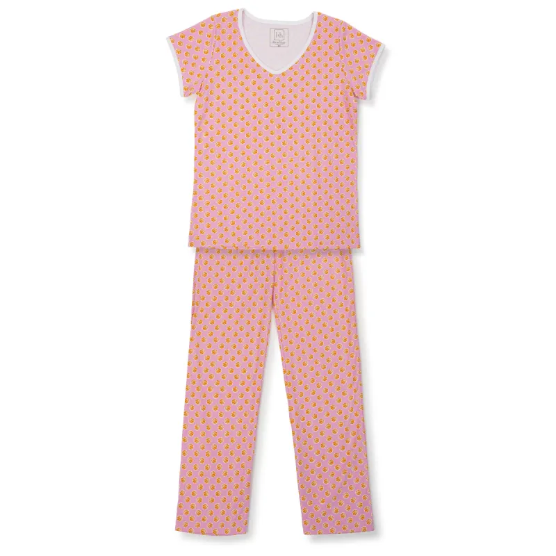 Marcia Women's Pima Cotton Pajama Pant Set - Hoop it up Pink sold by Lila and Hayes