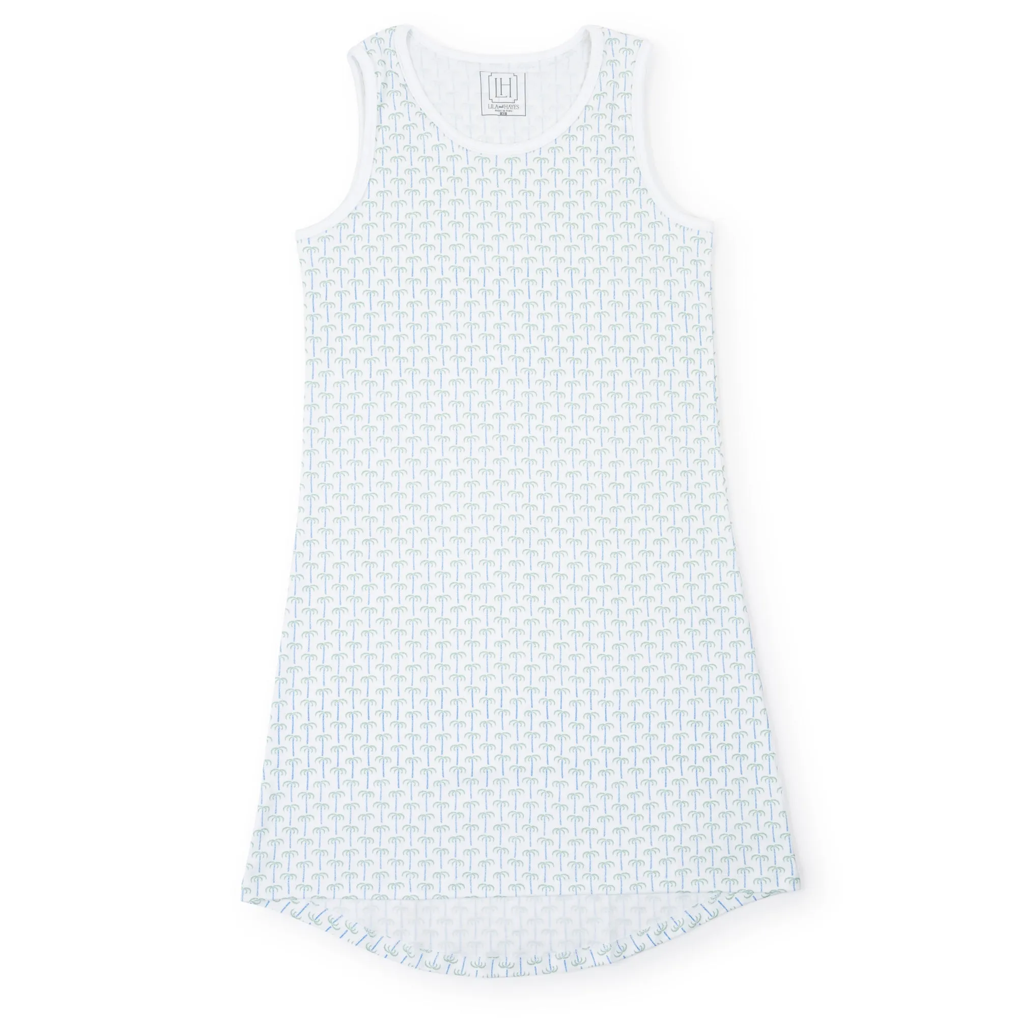 Katie Women's Pima Cotton Nightgown - Pacific Palms Blue sold by Lila and Hayes