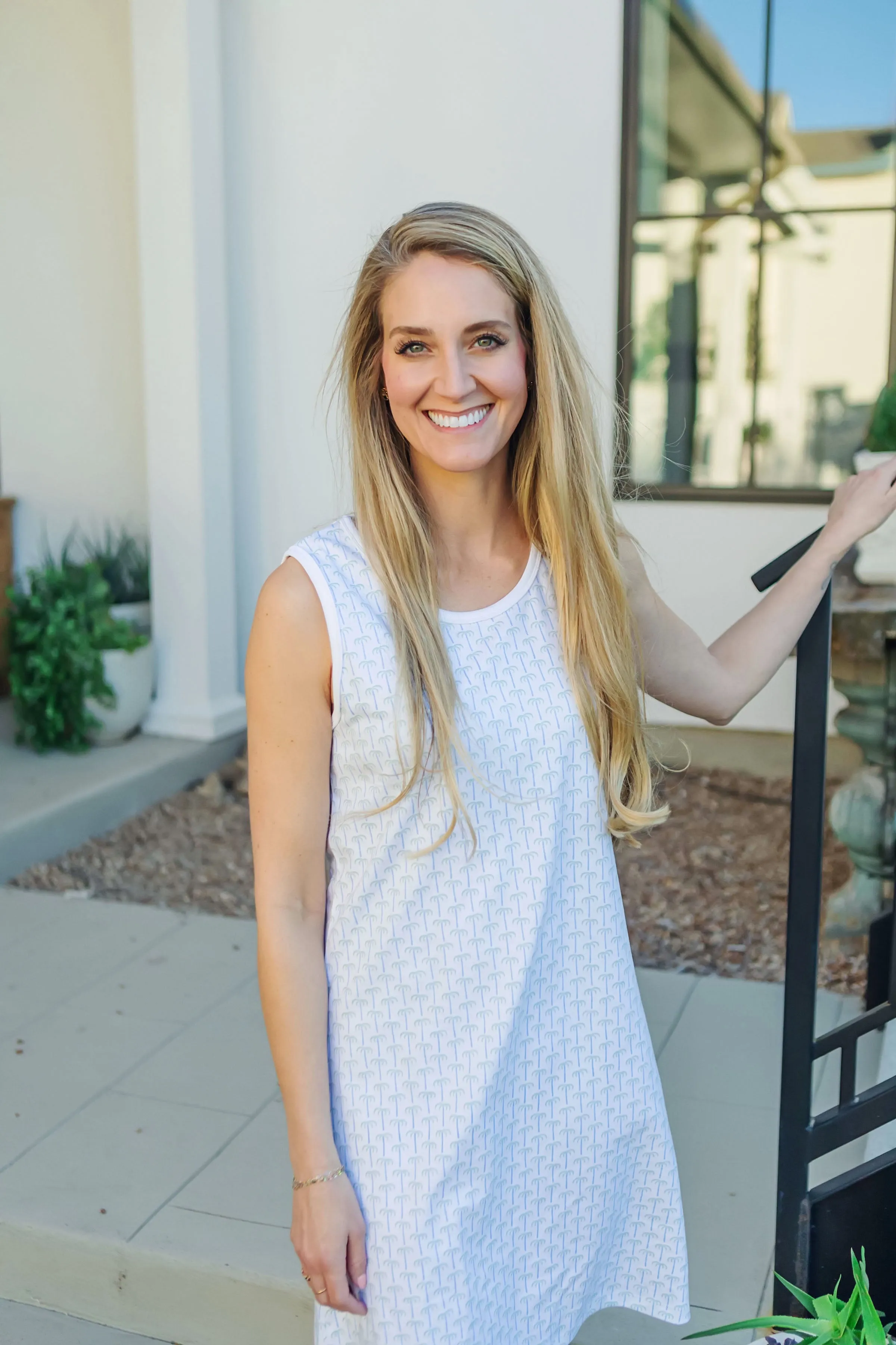 Katie Women's Pima Cotton Nightgown - Pacific Palms Blue sold by Lila and Hayes product image thumbnail 4