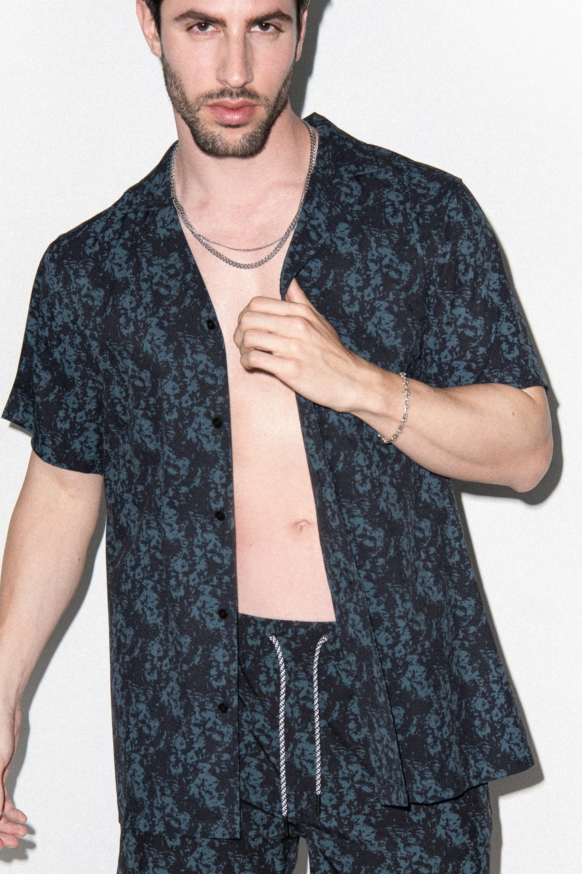 Saint Tropez Cabana Shirt – Charcoal Haze sold by Playaluxe