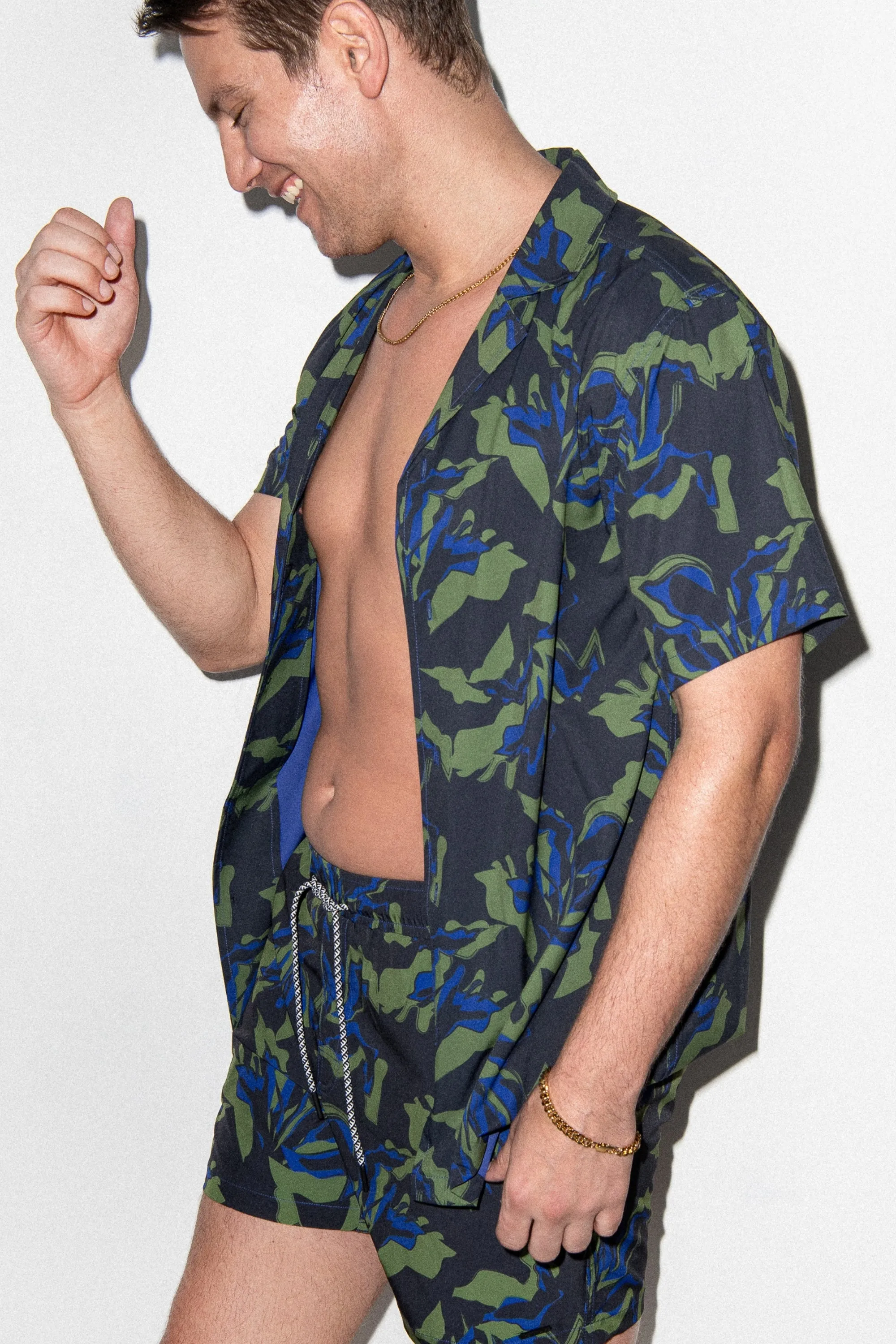 Saint Tropez Cabana Shirt Green Botanical sold by Playaluxe