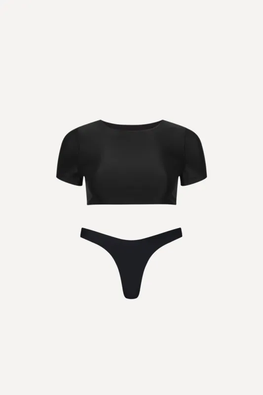 Black Crop Top Bikini Set sold by Playaluxe