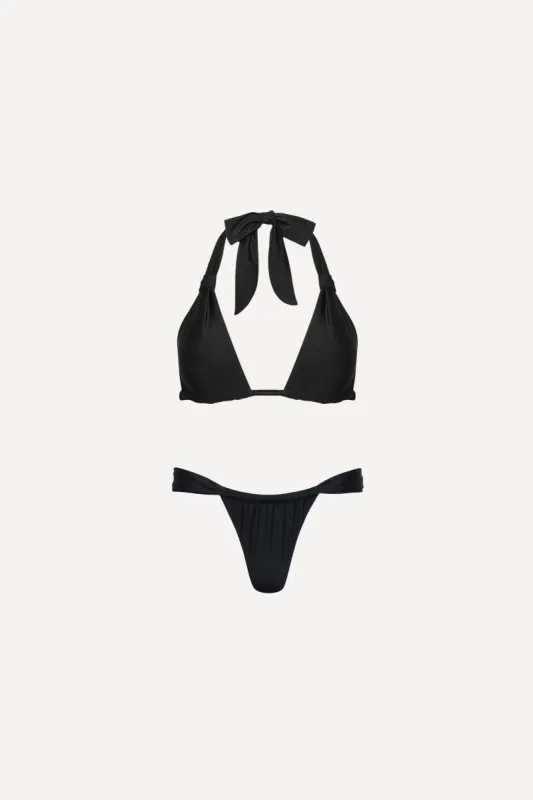 Black Knotted Triangle Bikini Set sold by Playaluxe