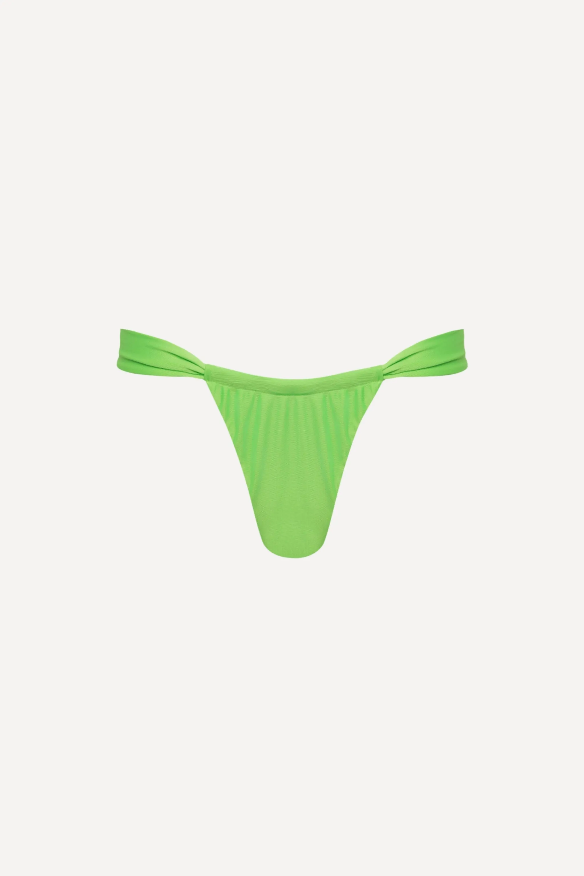 Neon Green Ruched Thong Bikini Bottom sold by Playaluxe