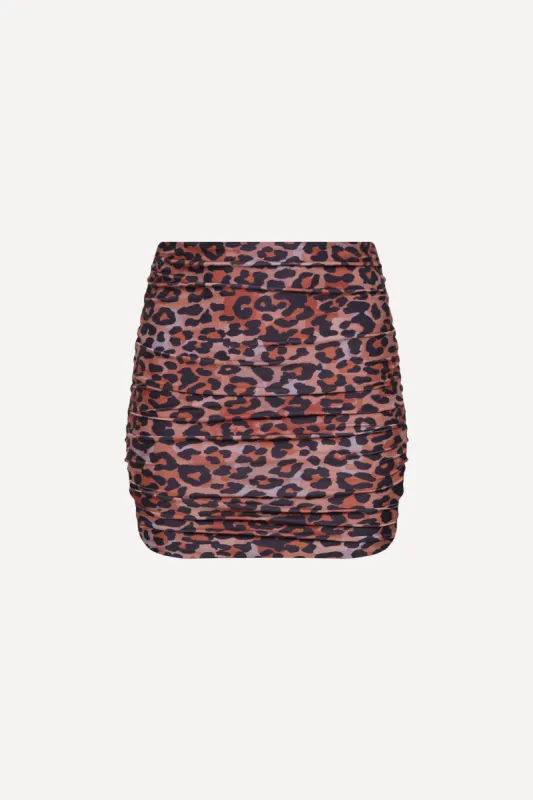 Rio Ruched Mini Skirt Leopard sold by Playaluxe