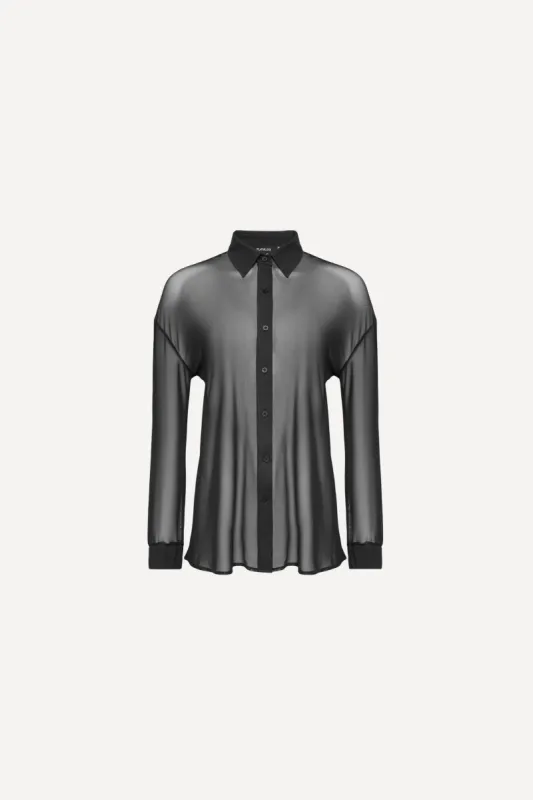 Mykonos Long Sleeve Mesh Shirt Black sold by Playaluxe