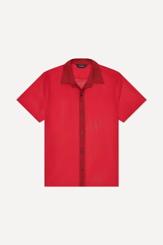 Mallorca Mesh Shirt Bright Red sold by Playaluxe