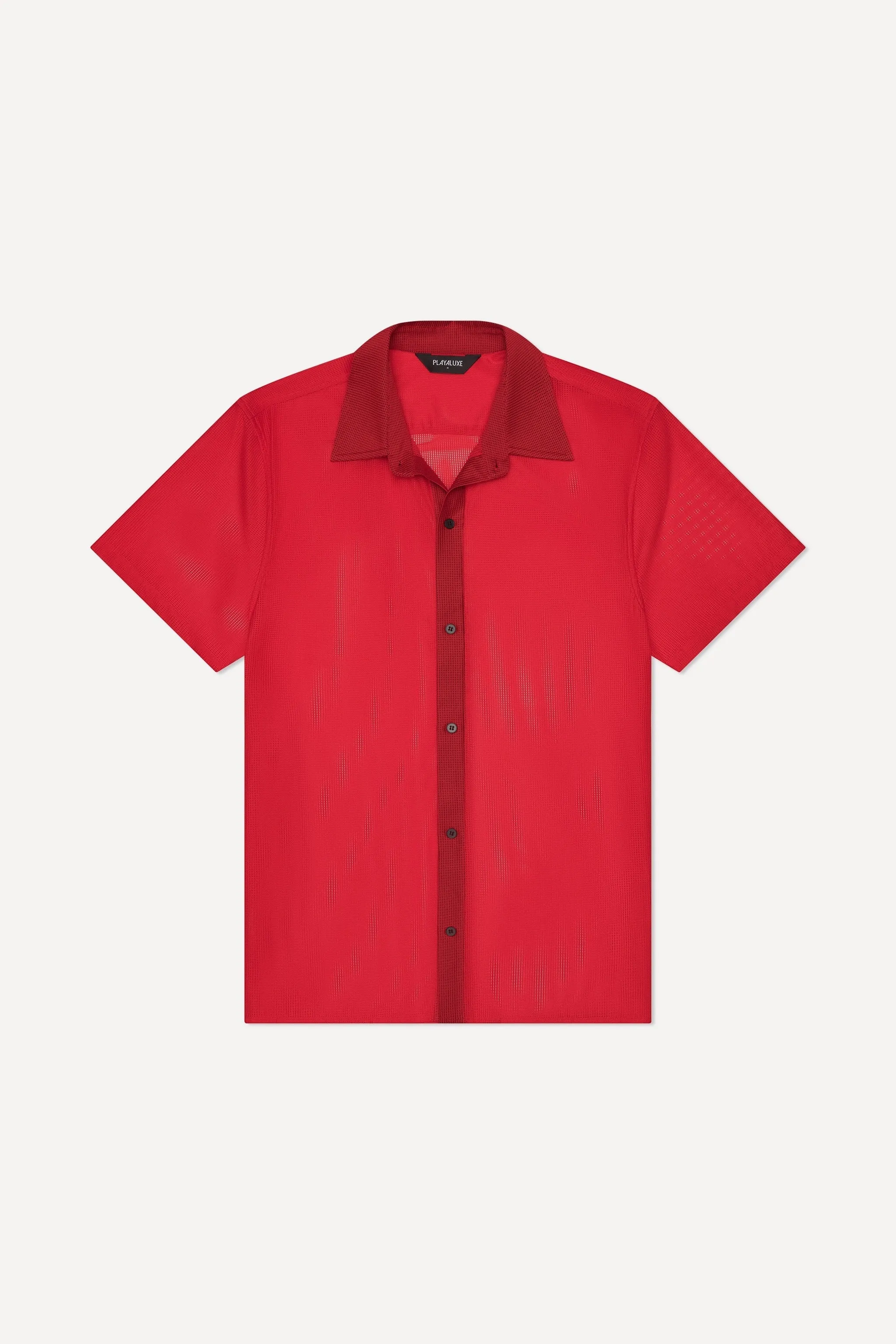Mallorca Mesh Shirt Bright Red sold by Playaluxe