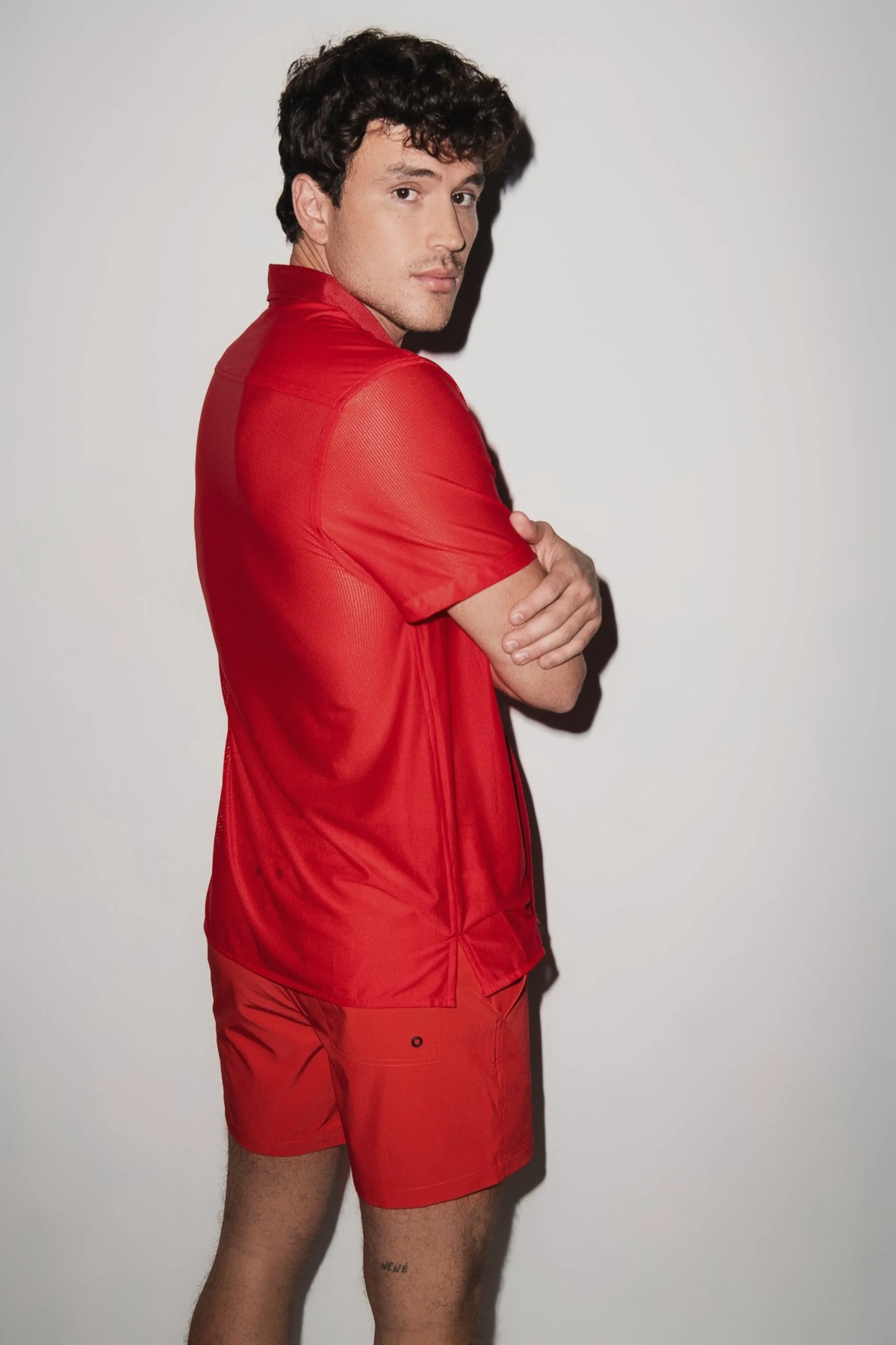Mallorca Mesh Shirt Bright Red sold by Playaluxe product image thumbnail 3