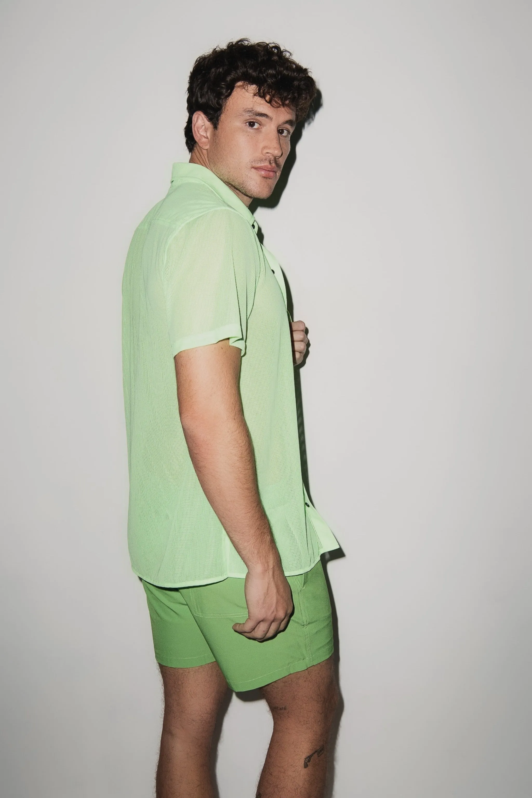 Mallorca Mesh Shirt Neon Green sold by Playaluxe product image thumbnail 3