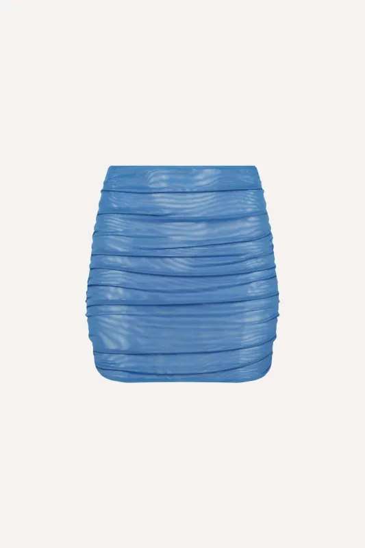 Blue Mesh Mini Skirt sold by Playaluxe