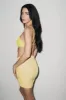 Yellow Mesh Mini Skirt sold by Playaluxe