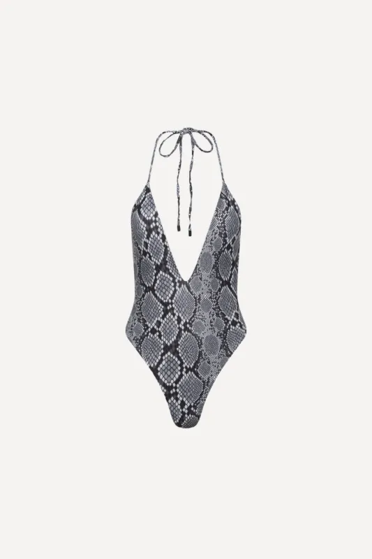 Los Cabos Deep V One Piece Snake sold by Playaluxe