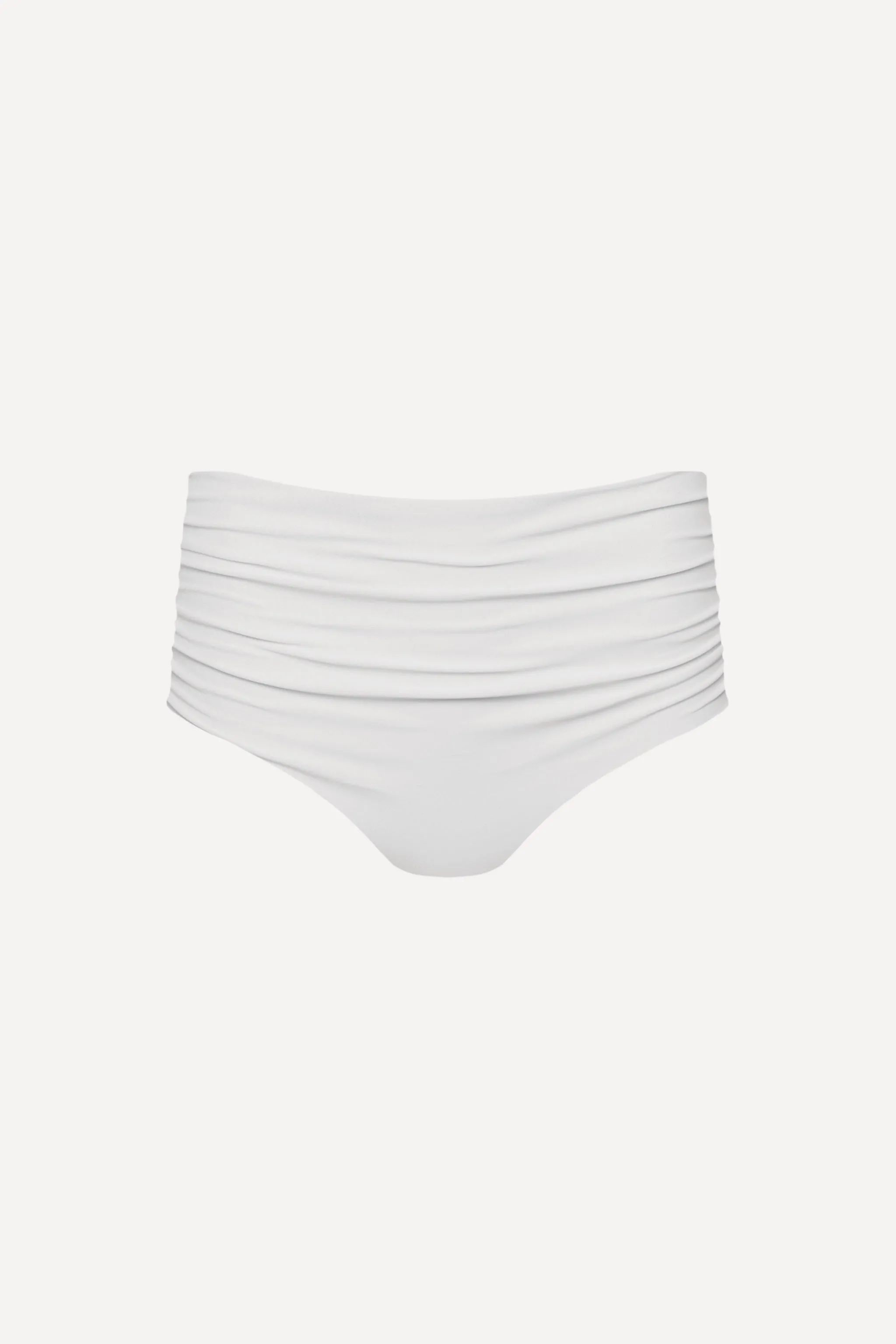Capri Ruched High Waist Bikini Bottom sold by Playaluxe