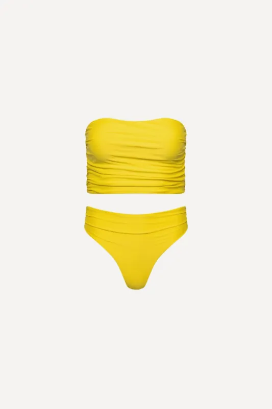 Yellow Ruched Tankini Set sold by Playaluxe