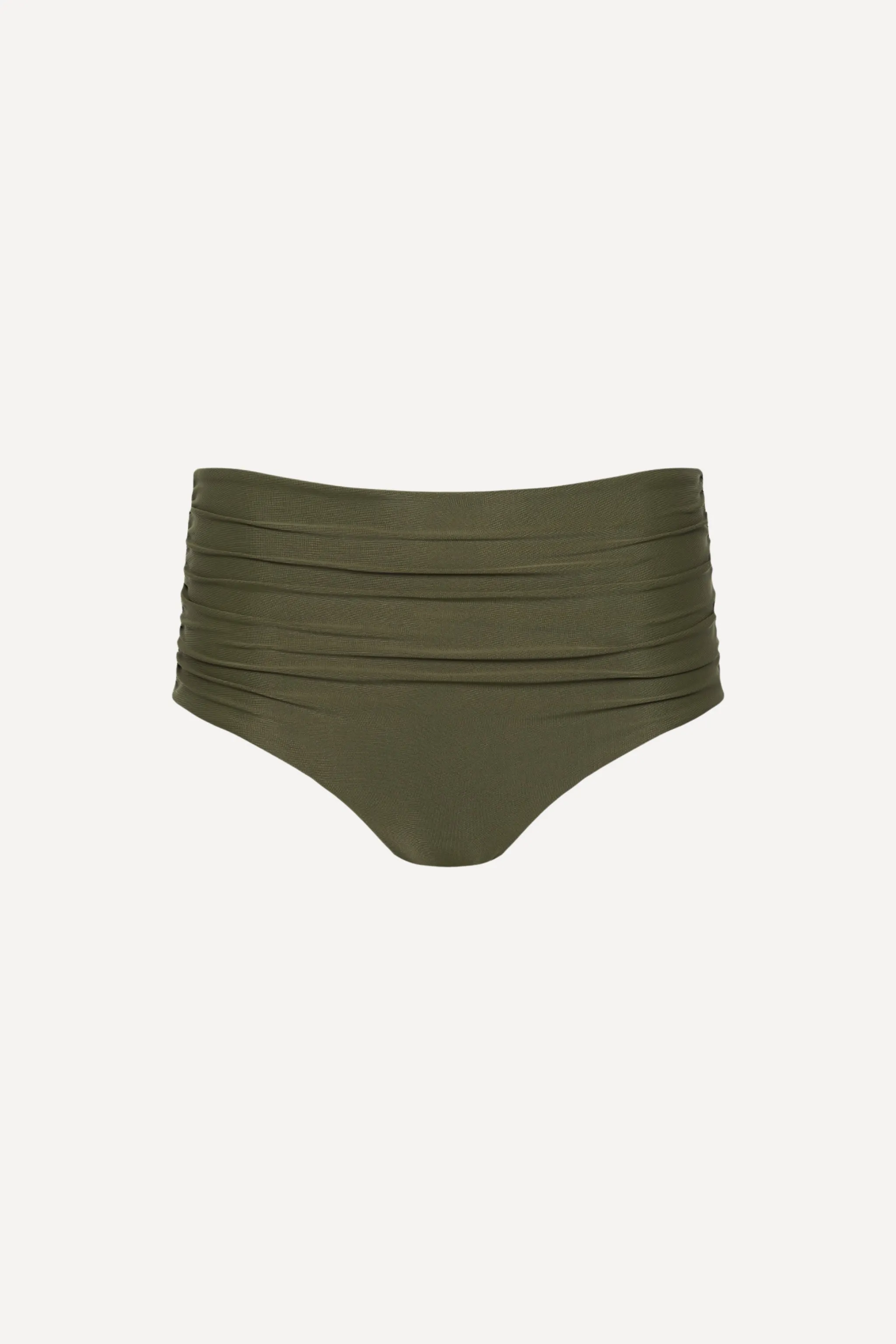 Capri Ruched High Waist Bikini Bottom sold by Playaluxe