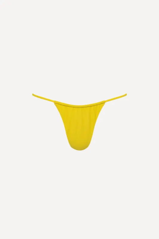 Yellow Ruched String Bikini Bottom sold by Playaluxe
