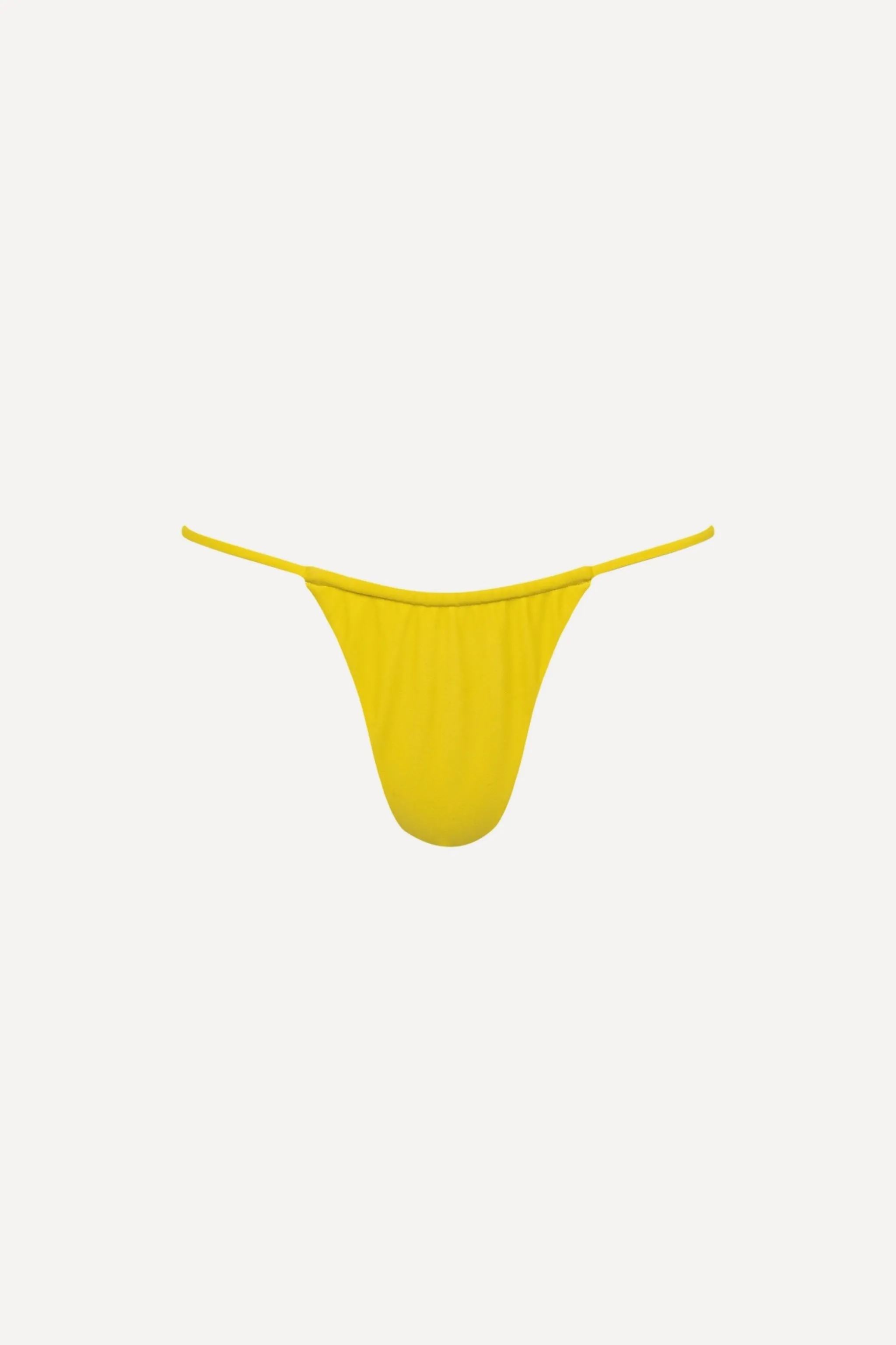 Yellow Ruched String Bikini Bottom sold by Playaluxe