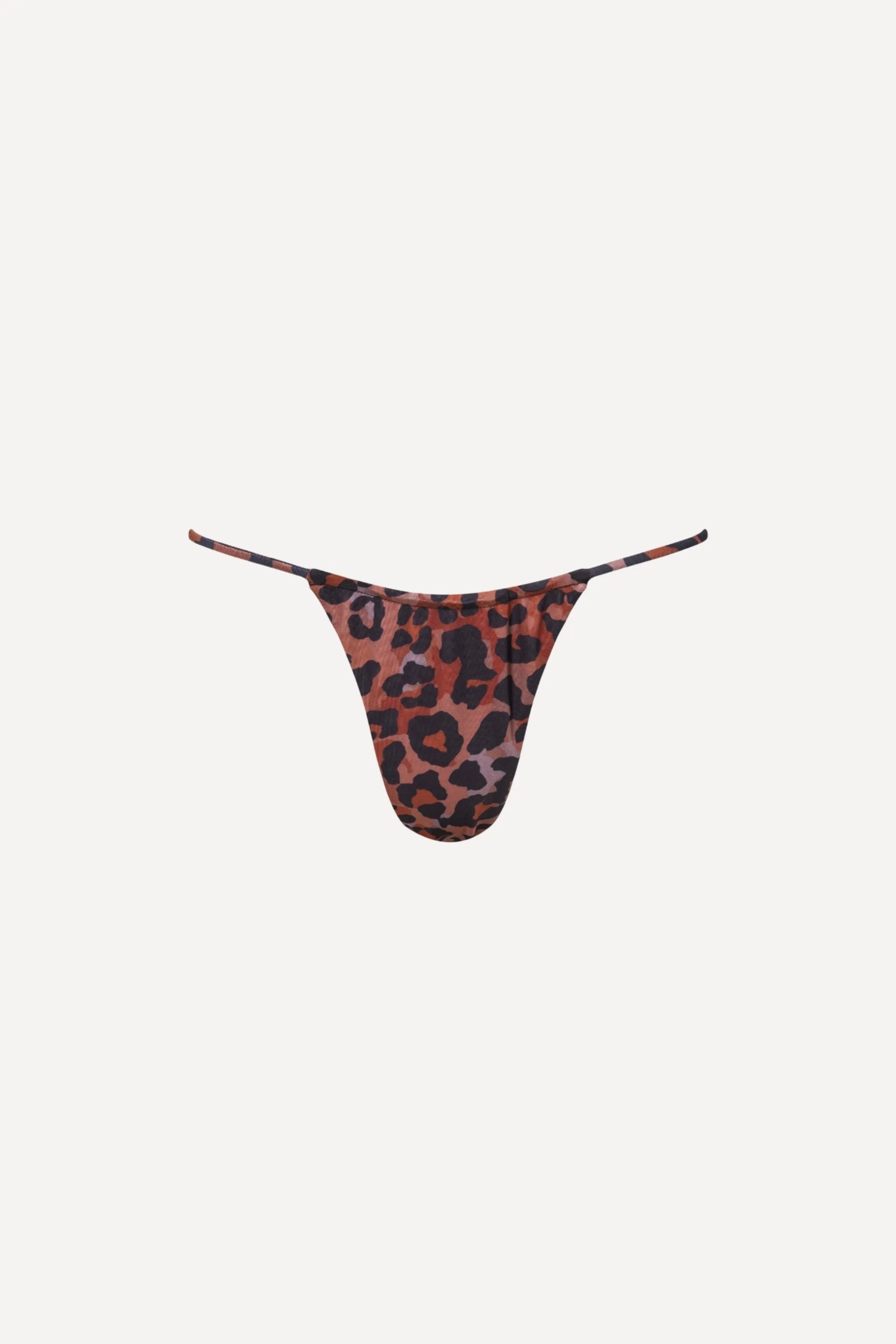 Capri Ruched String Bikini Bottom Leopard sold by Playaluxe