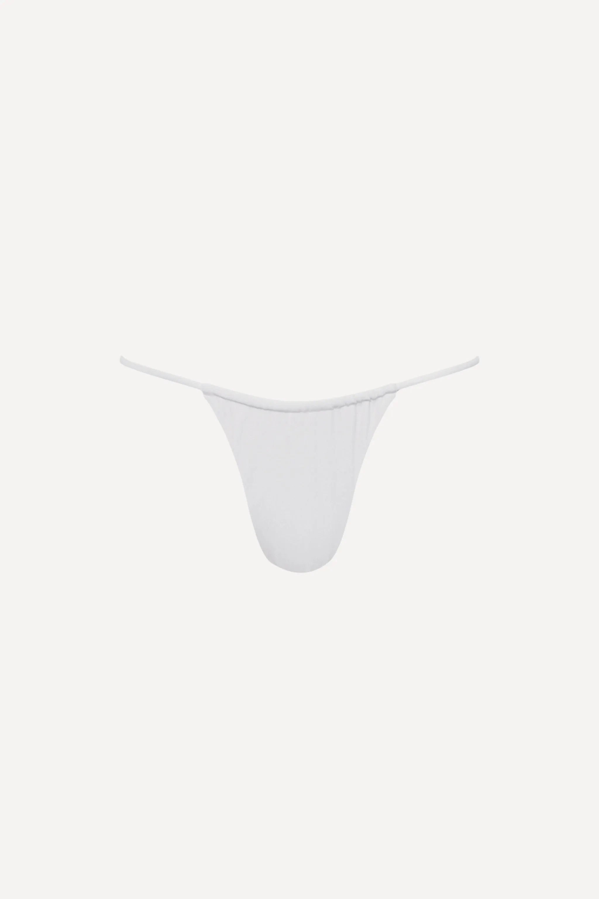 White Ruched String Bikini Bottom sold by Playaluxe