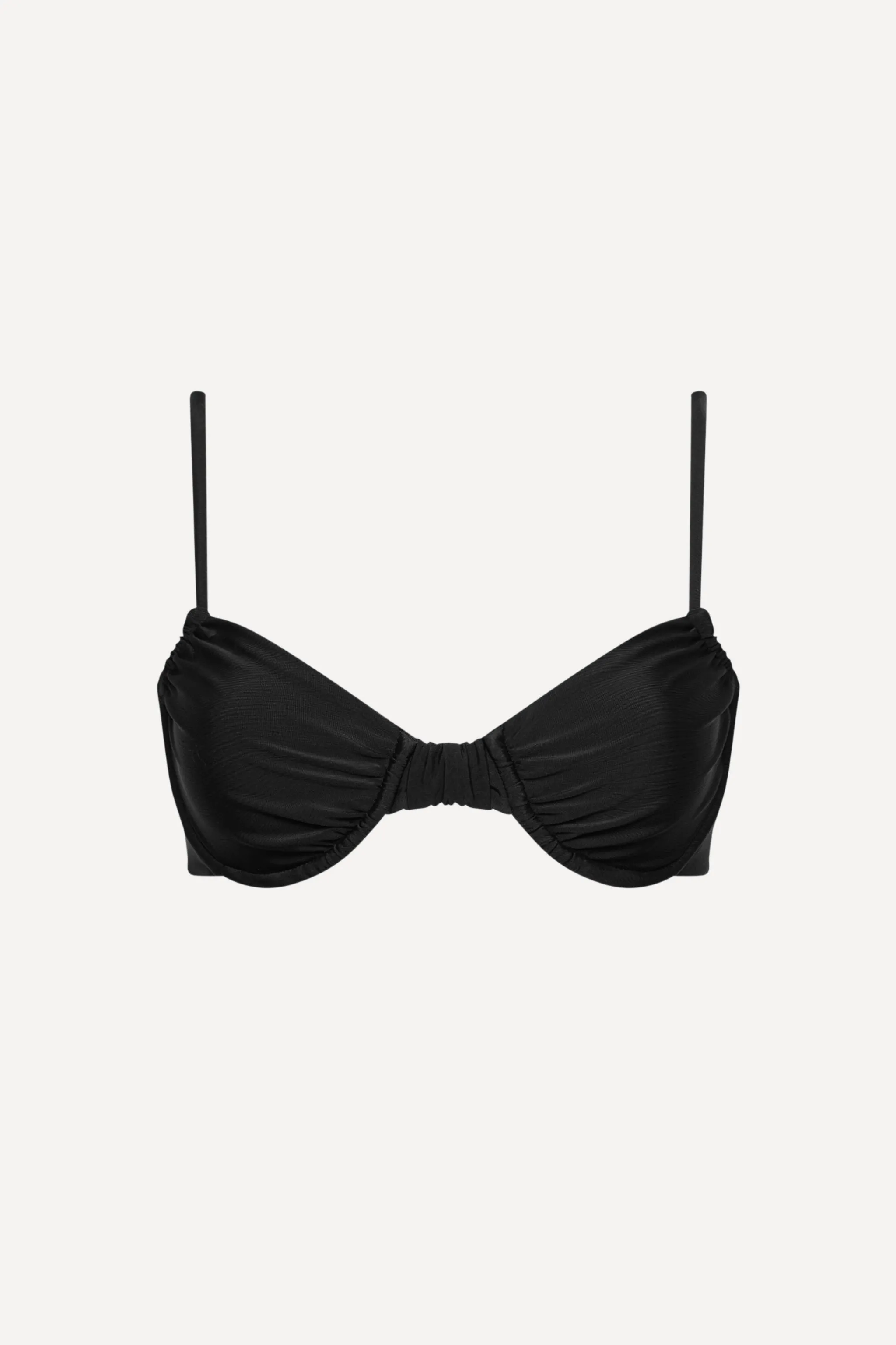 Capri Ruched Underwire Bikini Top Black sold by Playaluxe