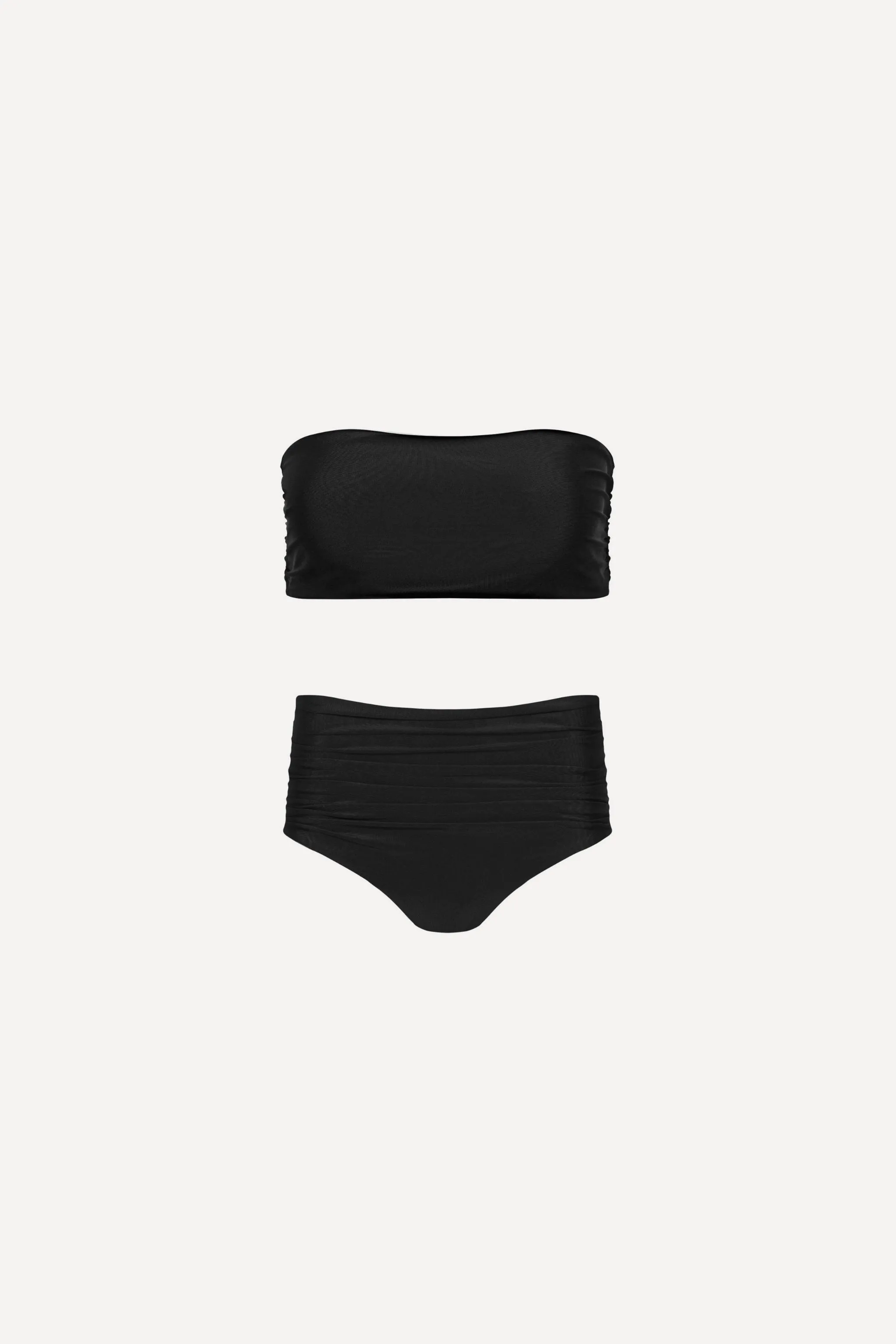 Black Ruched High Waisted Bikini Set sold by Playaluxe
