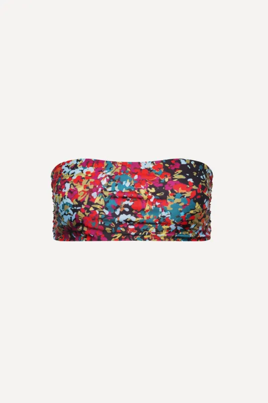 Red Confetti Ruched Bandeau Bikini Top sold by Playaluxe