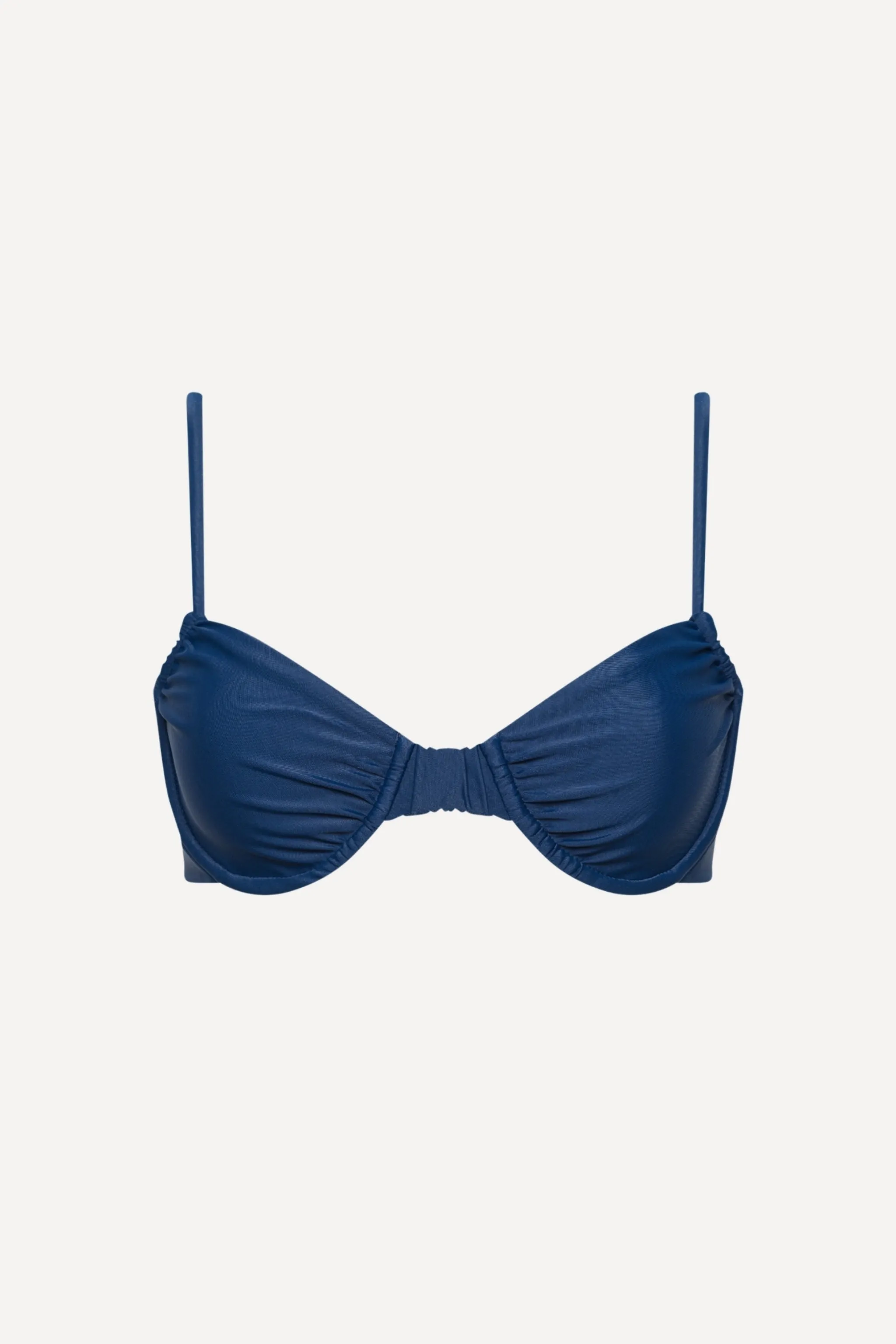 Navy Ruched Underwire Bikini Top sold by Playaluxe