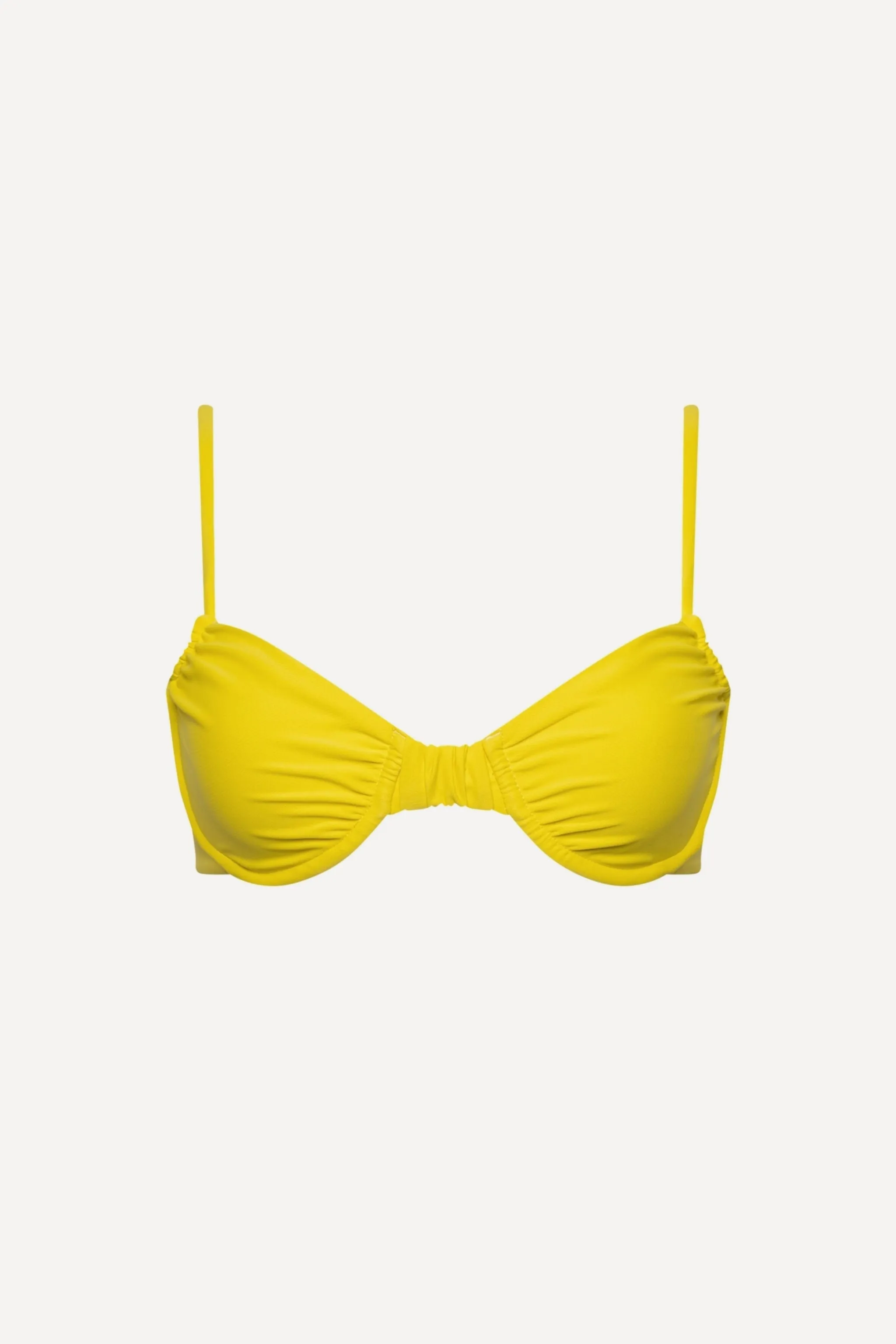 Capri Ruched Underwire Bikini Top Yellow sold by Playaluxe