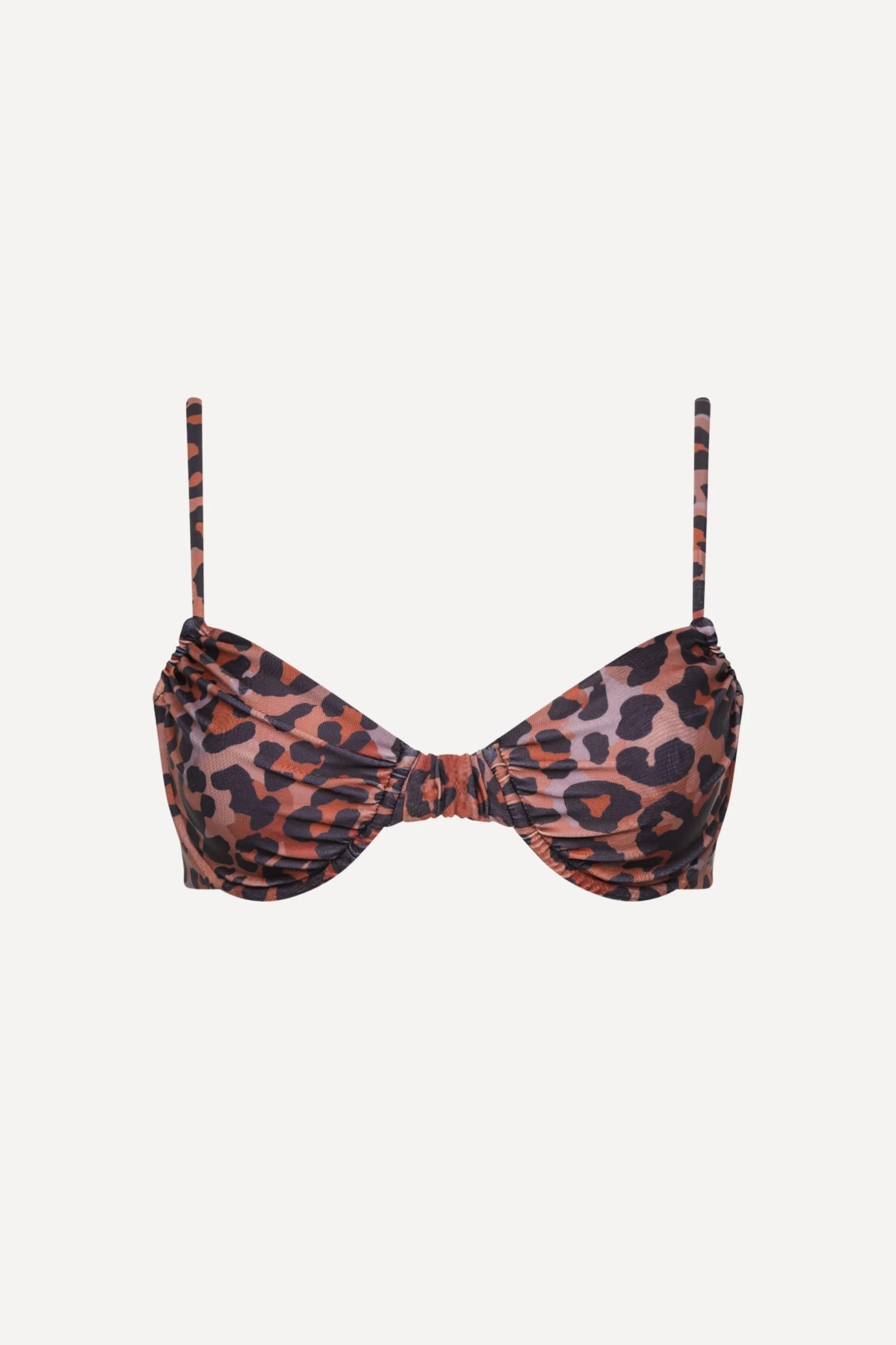 Capri Ruched Underwire Bikini Top Leopard sold by Playaluxe