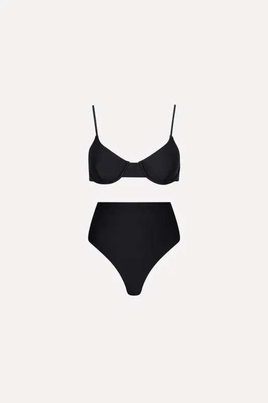 Black High Waisted Bikini Set sold by Playaluxe
