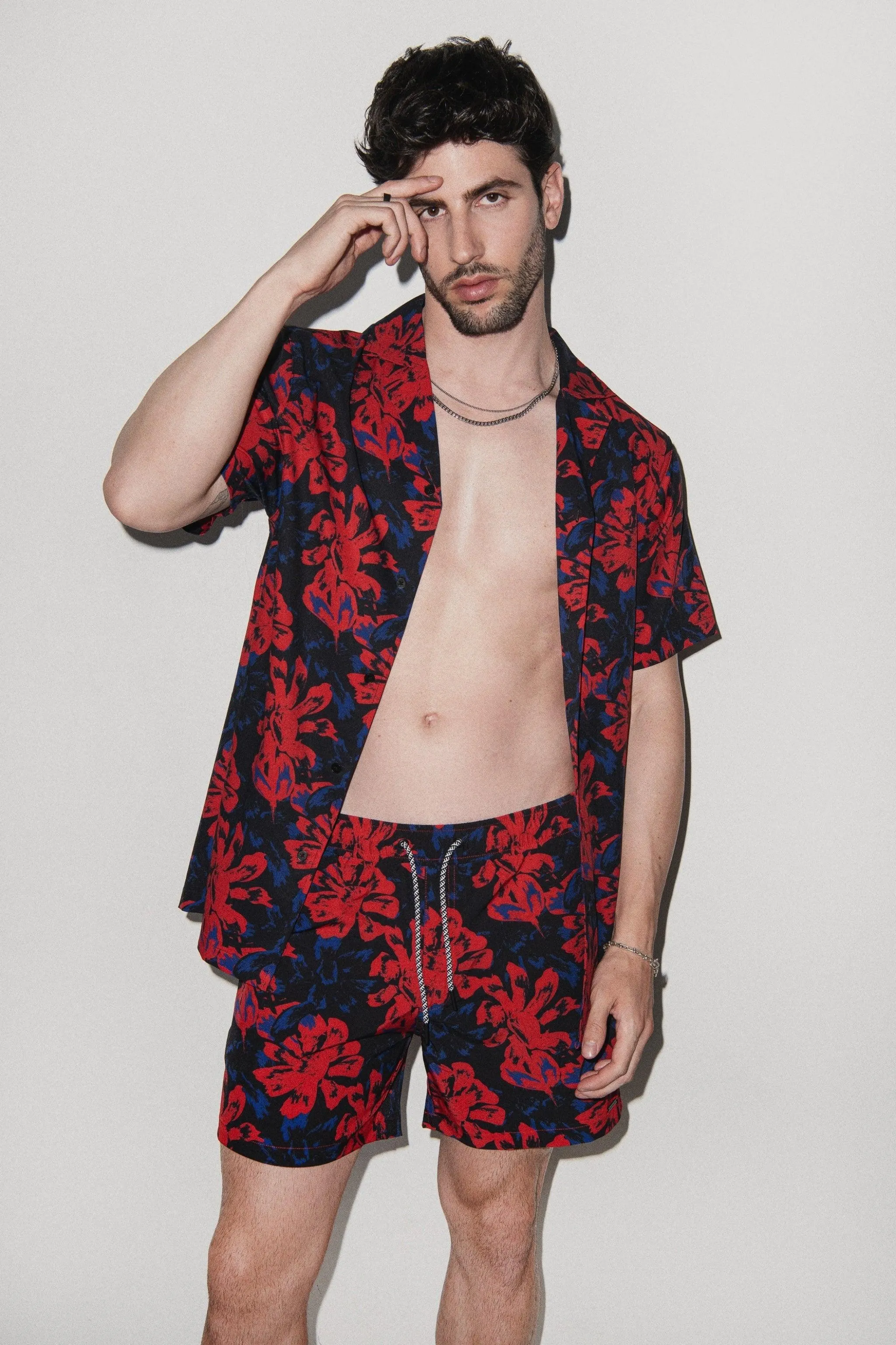 Saint Tropez Cabana Set Red Floral sold by Playaluxe