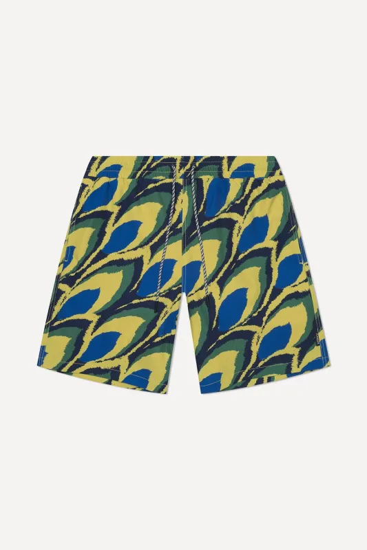 Marbella Classic Swim Trunk Yellow Leaf sold by Playaluxe