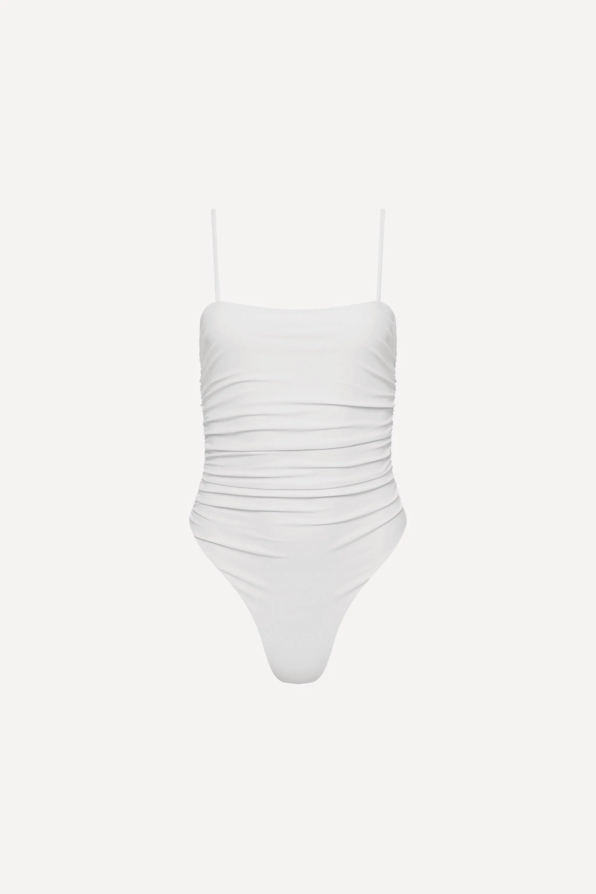 Seychelles White Ruched One Piece sold by Playaluxe