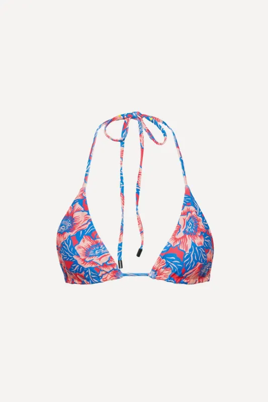 Waikiki Triangle String Bikini Top Hibiscus sold by Playaluxe