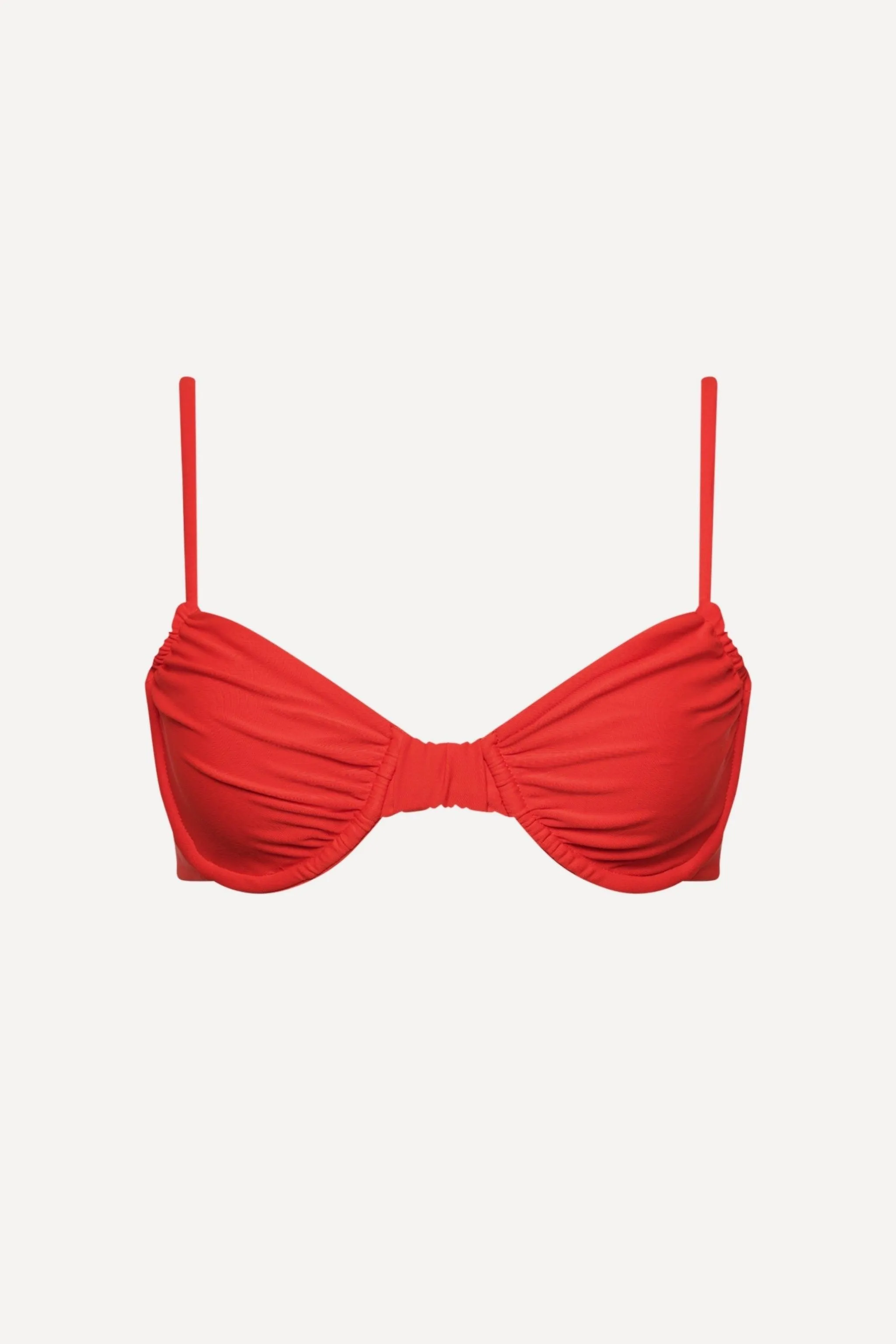 Capri Ruched Underwire Bikini Top Red sold by Playaluxe