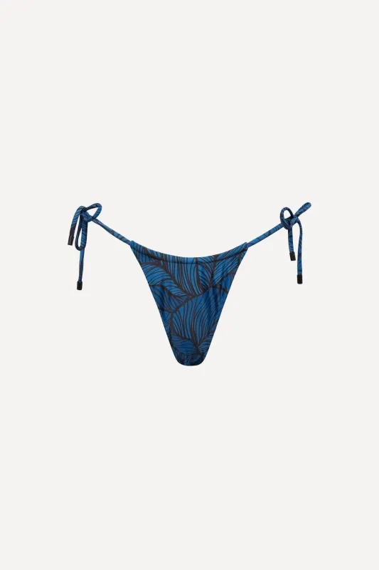 Waikiki String Tie Bikini Bottom Blue Leaf sold by Playaluxe