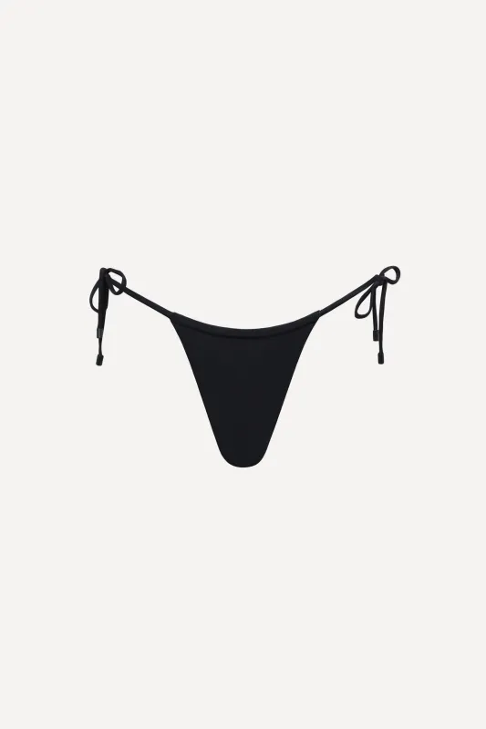 Waikiki String Tie Bikini Bottom Black sold by Playaluxe