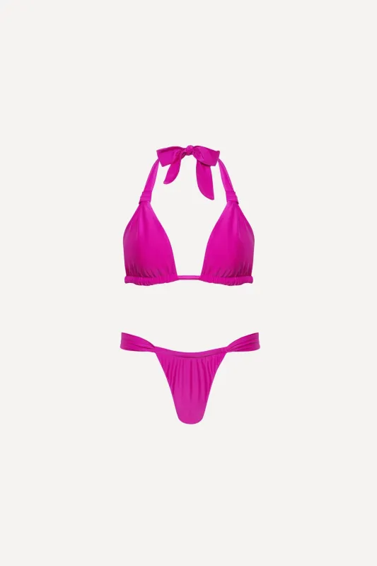 Santorini Ruched Triangle Bikini Set Purple sold by Playaluxe