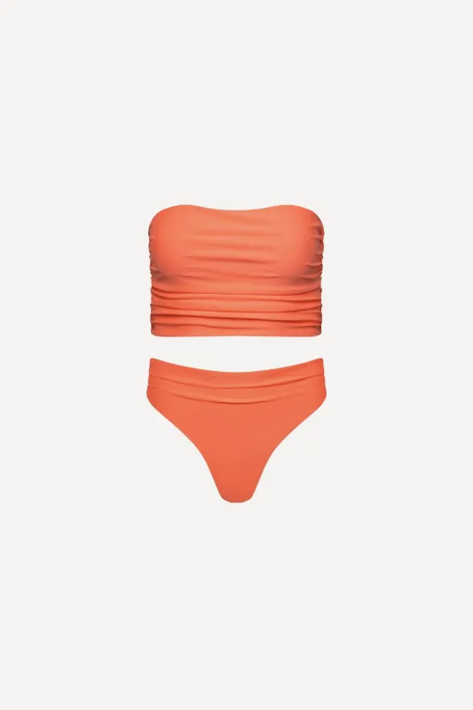 Capri Ruched Tankini Set Peach sold by Playaluxe