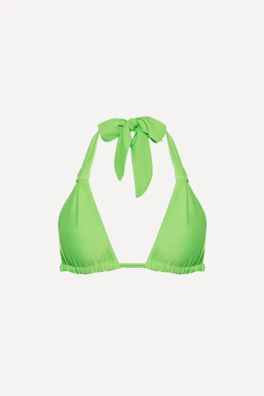 Santorini Ruched Triangle Bikini Top Neon Green sold by Playaluxe
