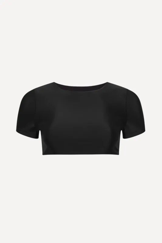 Tahiti Cropped Swim Tee Black sold by Playaluxe