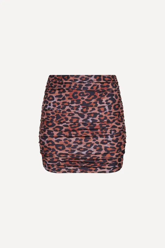 Rio Ruched Mini Skirt Leopard sold by Playaluxe