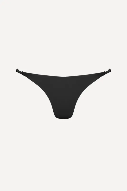 Laguna Adjustable Thong Bikini Bottom Black sold by Playaluxe