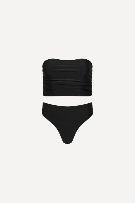 Capri Ruched Tankini Set Black sold by Playaluxe