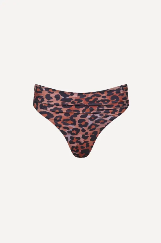 Leopard High Waist Thong Bikini Bottom sold by Playaluxe