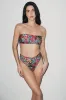 Red Confetti Ruched Bandeau Bikini Top sold by Playaluxe