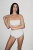 White Ruched Bandeau Bikini Top sold by Playaluxe