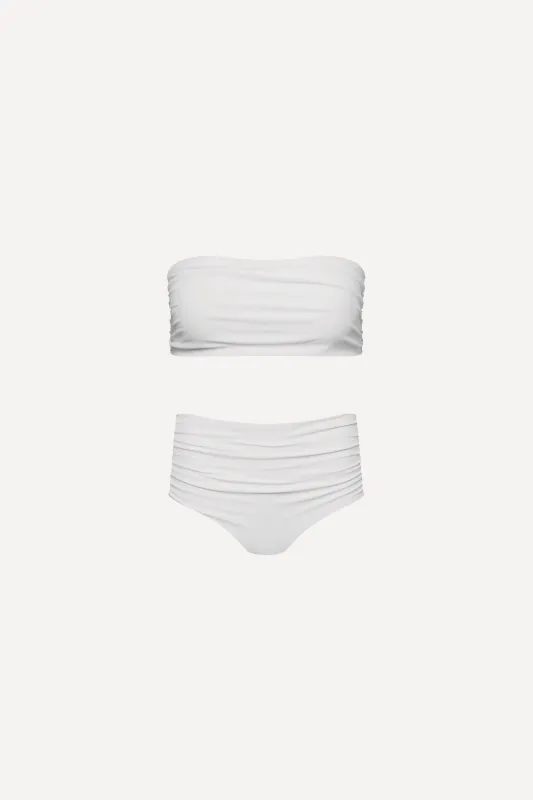 White Ruched Full Coverage Bikini Set sold by Playaluxe