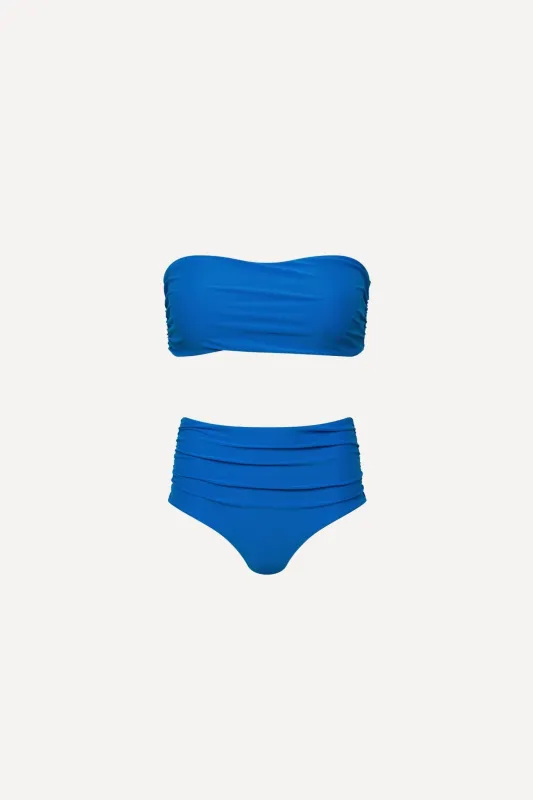 Capri Ruched Full Coverage Bikini Set Blue sold by Playaluxe